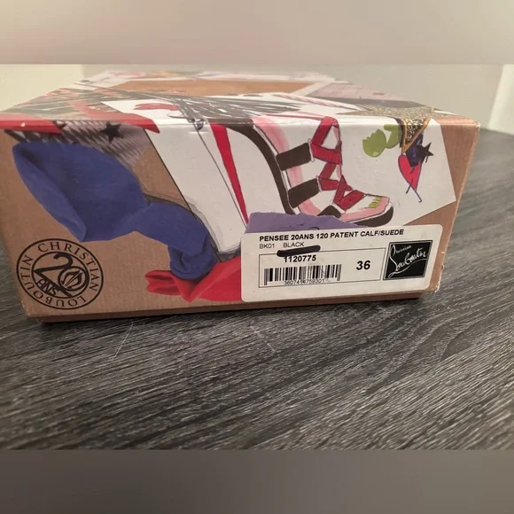 Christian Louboutin 20th Anniversary Pensee Black Patent Leather & Suede Heels - Picture 13 of 16